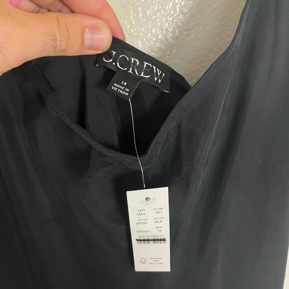 J Crew Gwyneth V-Neck Slip Cupro Blend Black Party Dress US Womens 14 NEW - Picture 6 of 7